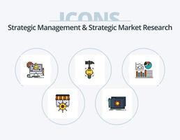 Strategisches Management und strategische Marktforschungslinie gefüllt Icon Pack 5 Icon Design. Benutzer. Ziel. Datei. Einkaufen. Spiel vektor