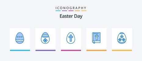 påsk blå 5 ikon packa Inklusive . högtider. bibeln. Semester. påsk ägg. kreativ ikoner design vektor