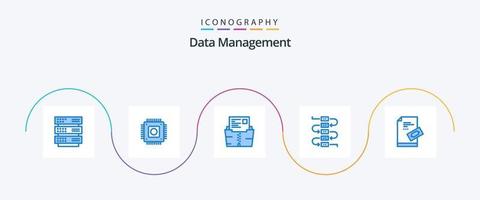 Datenmanagement Blue 5 Icon Pack inklusive Ticket. Virtuose. Postleitzahl. Hinweis. Mappe vektor