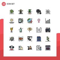 25 gefüllte Linien flaches Farbkonzept für mobile Websites und Apps Business-Filmlicht-Medienkamera editierbare Vektordesign-Elemente vektor