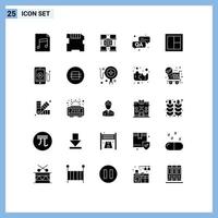 Stock Vector Icon Pack mit 25 Linienzeichen und Symbolen für Musikfenster Business Interior Frame editierbare Vektordesign-Elemente