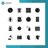 Stock Vector Icon Pack mit 16 Linienzeichen und Symbolen für Entscheidung Geschäftsgeschichte Welt Erde editierbare Vektordesign-Elemente