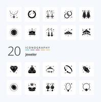 20 Schmuck Solid Glyph Icon Pack wie Schmuck Mode Mode Ohrring Schmuck vektor