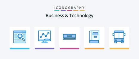 företag och teknologi blå 5 ikon packa Inklusive buss. läsa. luft balsam. kunskap. bok. kreativ ikoner design vektor