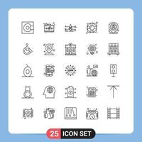 Stock Vector Icon Pack mit 25 Zeilenzeichen und Symbolen für Krankenhaus-Lebensretter Liebe Hilfe Sicherheit editierbare Vektordesign-Elemente