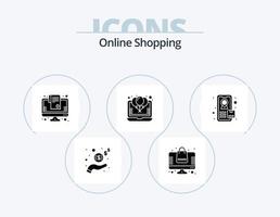 Online-Shopping-Glyphen-Icon-Pack 5 Icon-Design. Prozentsatz. bieten. Rechnung. Rabatt. vektor