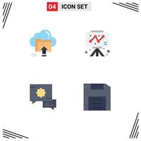 Flaches Icon-Paket mit 4 universellen Symbolen für das Hochladen von islamischen Cloud-Business-Rede-editierbaren Vektordesign-Elementen vektor