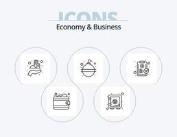 Economy und Business Line Icon Pack 5 Icon Design. Wirtschaft. Vertrag. Skala. Gerechtigkeit vektor