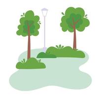 Park Laternenpfahl Bäume Büsche Laub Vegetation Hintergrund Design