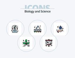 Biologie Linie gefüllt Icon Pack 5 Icon Design. effizient. Schreibtisch. Hand. sprießen. anbauen; wachsen vektor