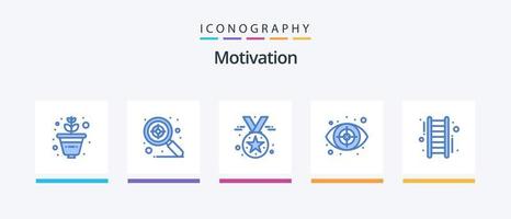 motivering blå 5 ikon packa Inklusive Framgång. upp. stjärna. trappsteg. undersökning. kreativ ikoner design vektor