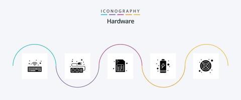 Hardware Glyph 5 Icon Pack inklusive . Ventilator. Handy, Mobiltelefon. Kühler. elektrisch vektor