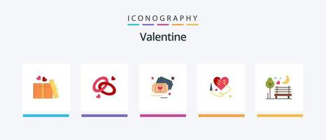 Valentine Flat 5 Icon Pack inklusive Ticket. Tag. Ring. Valentinsgrüße. Liebe. kreatives Symboldesign vektor