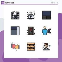 uppsättning av 9 modern ui ikoner symboler tecken för mänsklig kropp varm avatar dörr redigerbar vektor design element