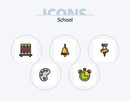 Schullinie gefüllt Icon Pack 5 Icon Design. . Berechnung. Glocke. Taschenrechner. Stift vektor