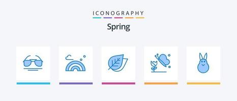 vår blå 5 ikon packa Inklusive påsk kanin. kanin. ekologi. fjäril. fjäril och blomma. kreativ ikoner design vektor