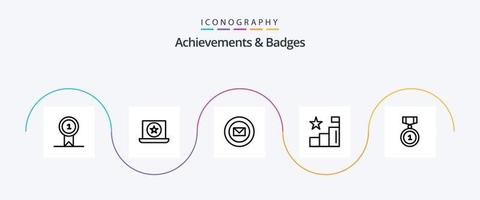 Achievements and Badges Line 5 Icon Pack inklusive Insignien. Beste. Schleife. Positionen. Analytik vektor