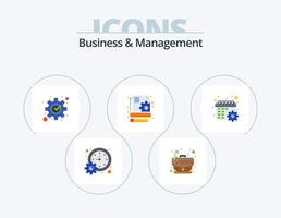 Business und Management Flat Icon Pack 5 Icon Design. Ausrüstung. seo. Fall. Verwaltung. Prozess vektor