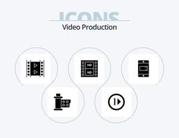 Videoproduktion Glyphen-Icon-Pack 5 Icon-Design. Handy, Mobiltelefon . Multimedia. nach vorne . Film . Film vektor