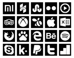 20 Social Media Icon Pack inklusive Spotify Edge Xbox Baidu Firefox vektor