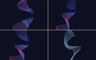 uppsättning av 4 abstrakt vinka linje bakgrunder för din mönster vektor