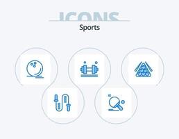 Sport blau Icon Pack 5 Icon Design. die Übung. Hantel. Tischtennis. Uhrenset. Sport vektor