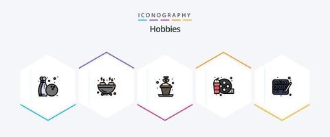 Hobbys 25 Filledline Icon Pack inklusive . Hobbys. Hobby. Tic-Tac-Toe. Hobbys vektor