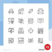 16 thematische Vektorumrisse und editierbare Symbole des Dankesschreibens Wissenschaft Portfolio Umschlag nfl editierbare Vektordesign-Elemente vektor