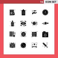 Stock Vector Icon Pack mit 16 Zeilenzeichen und Symbolen für die Navigation Kreis Papierkorb Pfeil Flugzeug editierbare Vektordesign-Elemente