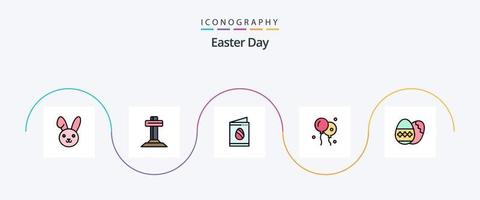 påsk linje fylld platt 5 ikon packa Inklusive högtider. ägg. ägg. påsk ägg. påsk vektor