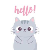 Hallo niedliche Katze Cartoon Tier lustige Figur vektor