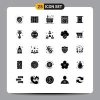 Stock Vector Icon Pack mit 25 Zeilen Zeichen und Symbolen für Web-Geschwindigkeitsprüfung Seitengeschwindigkeitstest Fußball Dashboard Wanne editierbare Vektordesign-Elemente