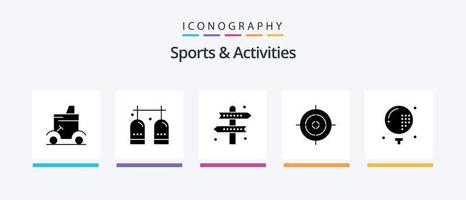 Sport und Aktivitäten Glyph 5 Icon Pack inklusive Sport. Schießen. Gas. Erholung. Richtungen. kreatives Symboldesign vektor
