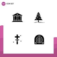 satz moderner ui-symbole symbole zeichen für bank heiliger baum x mas fan editierbare vektordesignelemente vektor