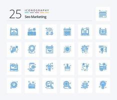 seo marketing 25 blaue farbe icon pack inklusive rechnung. Webseite. Kommunikation. Lesezeichen. Kopfhörer vektor