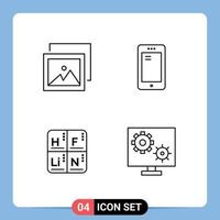 Satz von 4 Vektor-Filledline-Flachfarben auf Raster für Album-Tischtelefon huawei medizinische editierbare Vektordesign-Elemente vektor
