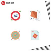 Flaches Icon-Paket mit 4 universellen Symbolen der Prüfungsziel-Kite-Papierdatei editierbare Vektordesign-Elemente vektor