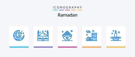 ramadan blå 5 ikon packa Inklusive aladdin. iftar. datum. mat. måltid. kreativ ikoner design vektor