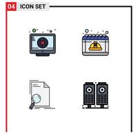 Stock Vector Icon Pack mit 4 Zeilen Zeichen und Symbolen für die Bildschirmanalyse Aufmerksamkeit Arbeitsdatei editierbare Vektordesign-Elemente
