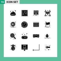 16 kreative Symbole, moderne Zeichen und Symbole des Share-Network-Musikkonzertgeschäfts, das editierbare Vektordesign-Elemente hostet vektor