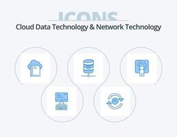 moln data teknologi och nätverk teknologi blå ikon packa 5 ikon design. tuch . datoranvändning. moln. pengar . doller vektor