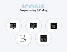 Programmieren und Codieren von Glyphen-Icon-Pack 5-Icon-Design. Rechner. App. Seite. Entwicklung. Kodierung vektor