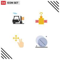 Flaches Icon-Paket mit 4 universellen Symbolen für Gabelstapler-Drogen-GPS-Finger-Krankenhaus-editierbare Vektordesign-Elemente vektor