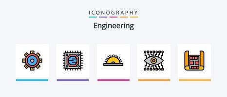 engineering line gefüllt 5 Icon Pack inklusive . Einstellung. Helm. die Architektur. kreatives Symboldesign vektor
