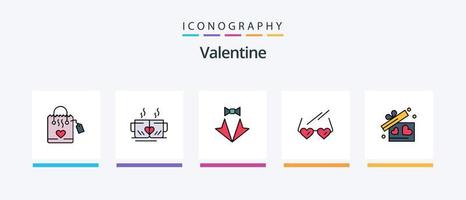 Valentinslinie gefüllt 5 Icon Pack inklusive Liebe. Liebe. Diamant. Tag. Valentinstag. kreatives Symboldesign vektor