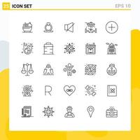 Mobile Interface Line Set aus 25 Piktogrammen neuer bearbeitbarer Vektordesign-Elemente für die Möbeldekoration vektor