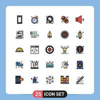 25 gefüllte Linien flaches Farbkonzept für mobile Websites und Apps medizinisches Lautsprecherhaus Soundboard editierbare Vektordesign-Elemente vektor
