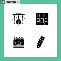 universelle Symbolsymbole Gruppe von 4 modernen soliden Glyphen der Fabrikkunst Bauleistung editierbare Vektordesign-Elemente vektor