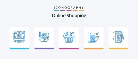 Online-Shopping Blue 5 Icon Pack inklusive Zahlung. Banken. Korb. Verkauf. Rabatt. kreatives Symboldesign vektor