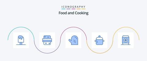 Food Blue 5 Icon Pack inklusive Küche. Getränk. Getränk. Kochen. Handschuh vektor